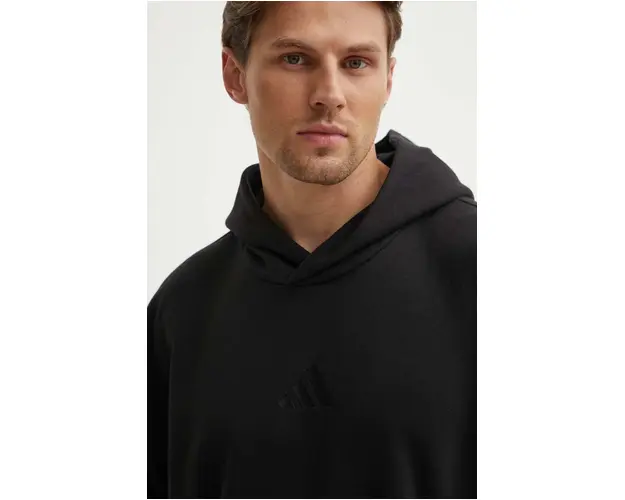 adidas bluza All SZN barbati, culoarea negru, cu gluga, neted, IX1253