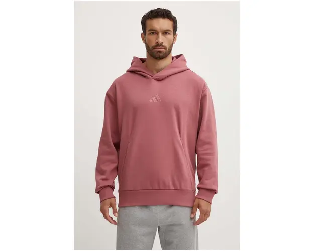 adidas bluza All SZN barbati, culoarea roz, cu gluga, neted, IY4136