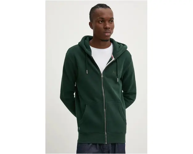 Superdry bluza barbati, culoarea verde, cu gluga, neted, M2013116A-20E