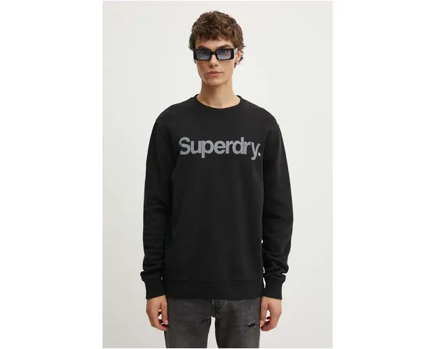 Superdry hanorac de bumbac barbati, culoarea negru, cu imprimeu, M2013738A-02A