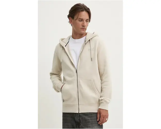 Superdry bluza barbati, culoarea bej, cu gluga, neted, M2013116D-1LC