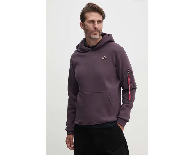 Alpha Industries bluza barbati, culoarea violet, cu gluga, neted, 148337