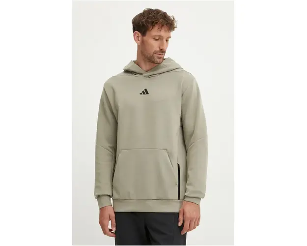 adidas Performance hanorac de antrenament Designed for Training culoarea verde, cu gluga, neted, JE6690