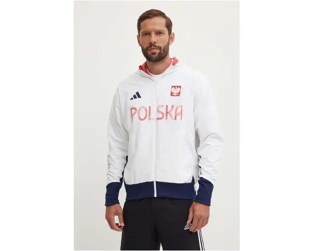 adidas Performance geaca Polska barbati, culoarea alb, de tranzitie, JF6676