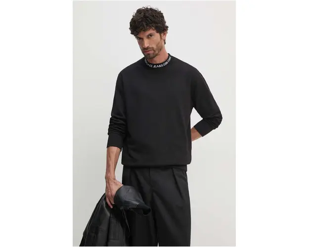 Versace Jeans Couture hanorac de bumbac barbati, culoarea negru, neted, 77GAI3R2 F0002
