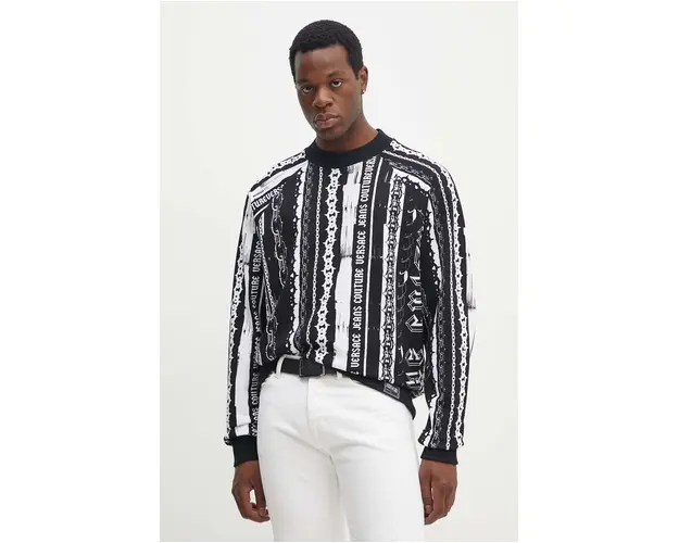 Versace Jeans Couture hanorac de bumbac barbati, culoarea negru, modelator, 77GAI3X0 FS167