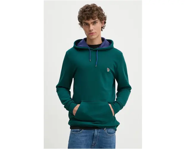 PS Paul Smith hanorac de bumbac barbati, culoarea verde, cu gluga, cu imprimeu, M2R.284SZ.N21116