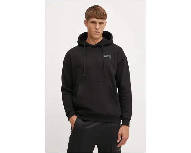 Hummel bluza barbati, culoarea negru, cu gluga, melanj, 226076
