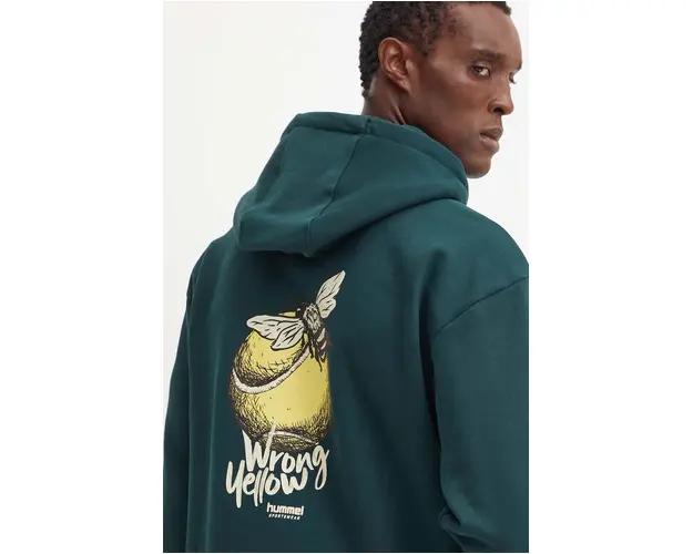 Hummel bluza barbati, culoarea verde, cu gluga, cu imprimeu, 226081
