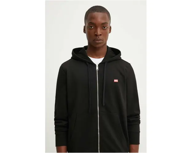 Diesel bluza S-GINN-HOOD-ZIP-K13 barbati, culoarea negru, cu gluga, cu imprimeu, A14833.0HAYT