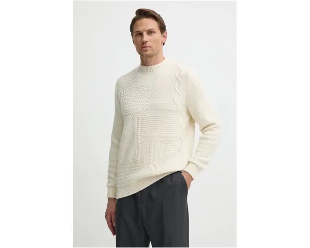 Barbour pulover de lana barbati, culoarea bej, MKN1605