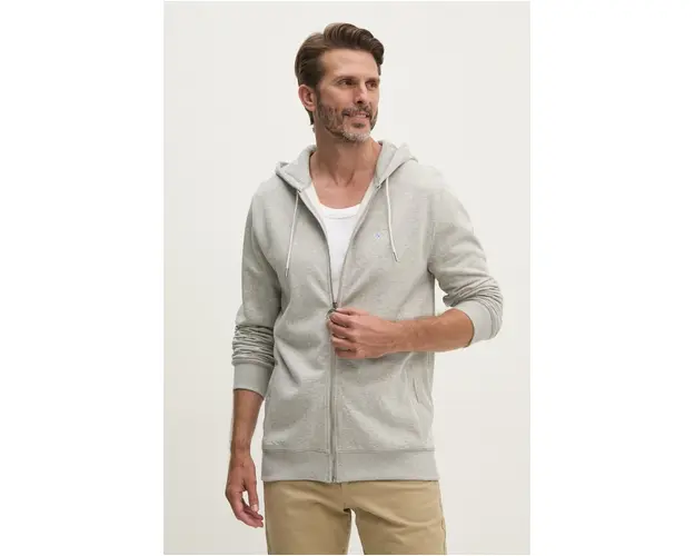 Barbour hanorac de bumbac barbati, culoarea gri, cu gluga, melanj, MOL0649