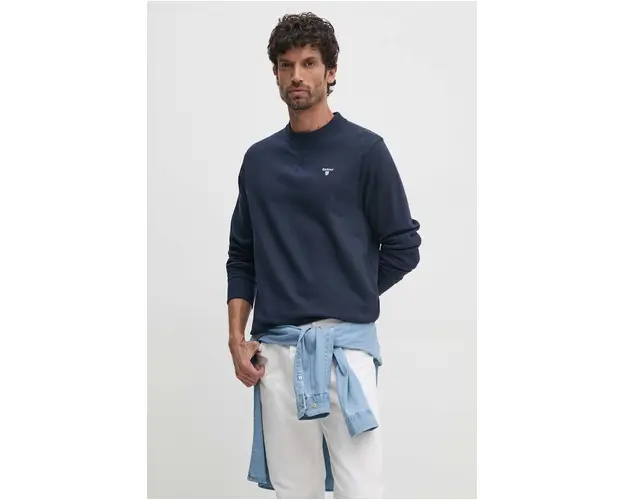 Barbour hanorac de bumbac barbati, culoarea albastru marin, neted, MOL0643