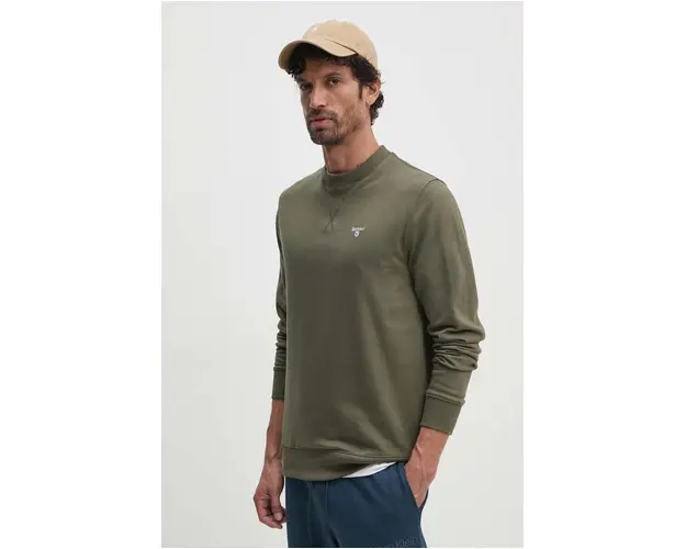 Barbour hanorac de bumbac barbati, culoarea verde, neted, MOL0643