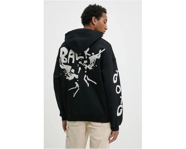 BALR. hanorac de bumbac Game of the Gods barbati, culoarea negru, cu gluga, cu imprimeu, B1261 1131