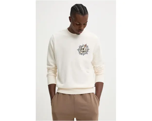 Superdry hanorac de bumbac barbati, culoarea bej, cu imprimeu, M2013710A-22C