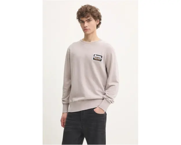 Superdry hanorac de bumbac barbati, culoarea bej, cu imprimeu, M2014111A-2XU