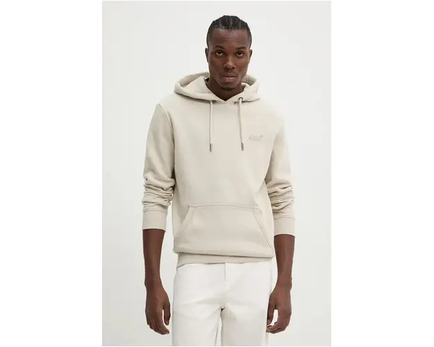 Superdry bluza barbati, culoarea bej, cu gluga, neted, M2013110D-1LC