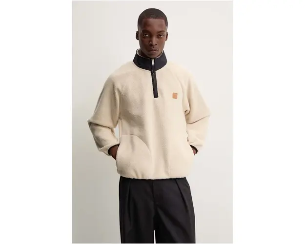 A.P.C. hanorac fleece sweat island culoarea bej, neted, PSAIF.M27845