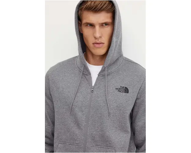 The North Face bluza Simple Dome Full Zip Hoodie barbati, culoarea gri, cu gluga, melanj, NF0A89FDDYY1