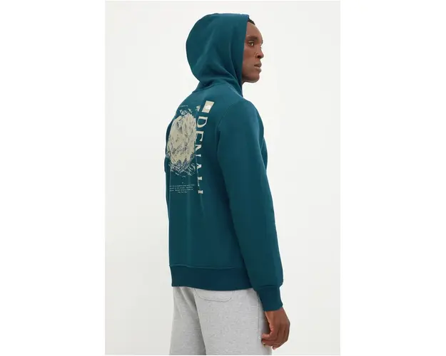 The North Face bluza Hoodie Topographic barbati, culoarea turcoaz, cu gluga, neted, NF0A89DS1NO1