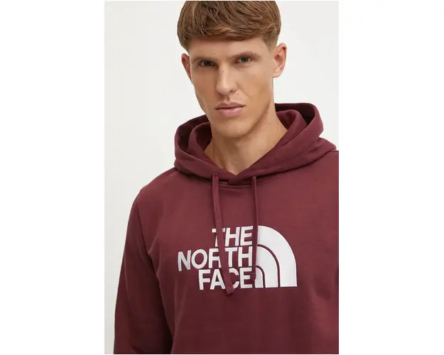 The North Face bluza Drew Peak barbati, culoarea bordo, cu gluga, cu imprimeu, NF0A89EM1OO1