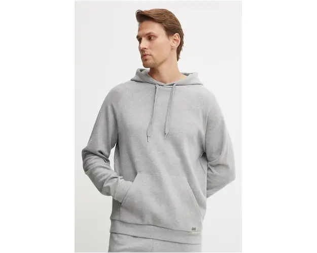 BOSS bluza barbati, culoarea gri, cu gluga, neted, 50527549