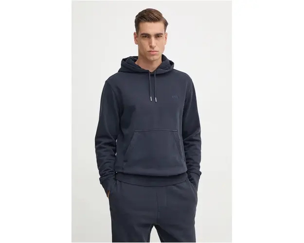 Boss Orange hanorac de bumbac barbati, culoarea albastru marin, cu gluga, neted, 50523827