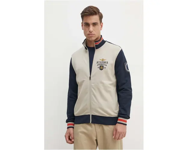 Aeronautica Militare hanorac de bumbac barbati, culoarea bej, modelator, FE1929F511