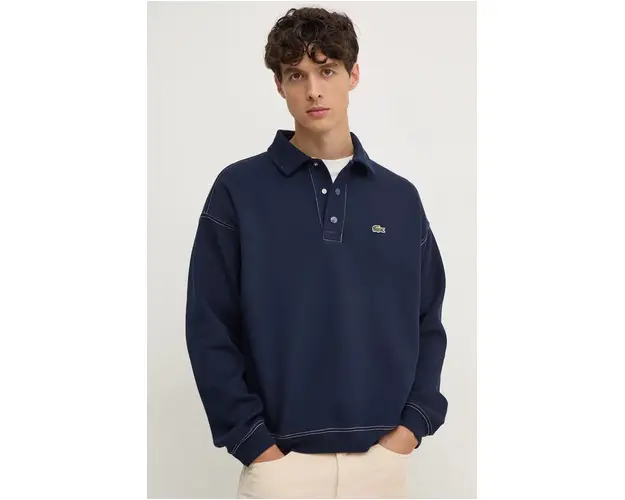 Lacoste bluza barbati, culoarea albastru marin, neted, SH2821