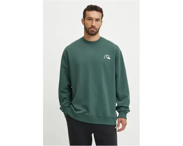 Quiksilver bluza Dna Bubble Logo Crew barbati, culoarea verde, cu imprimeu, AQYFT03375
