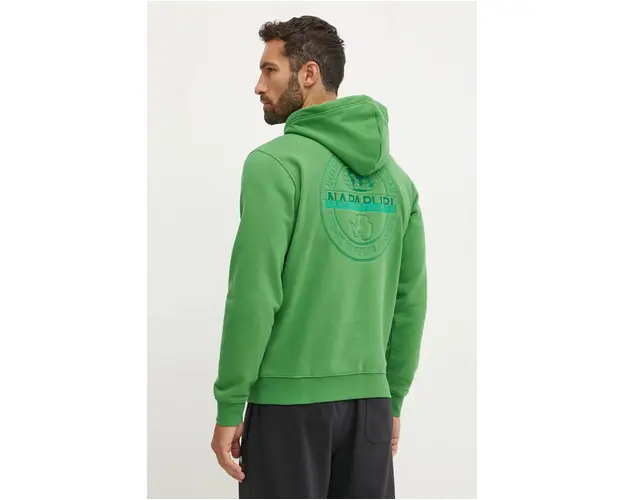 Napapijri bluza B-Kander barbati, culoarea verde, cu gluga, neted, NP0A4I9TG1T1