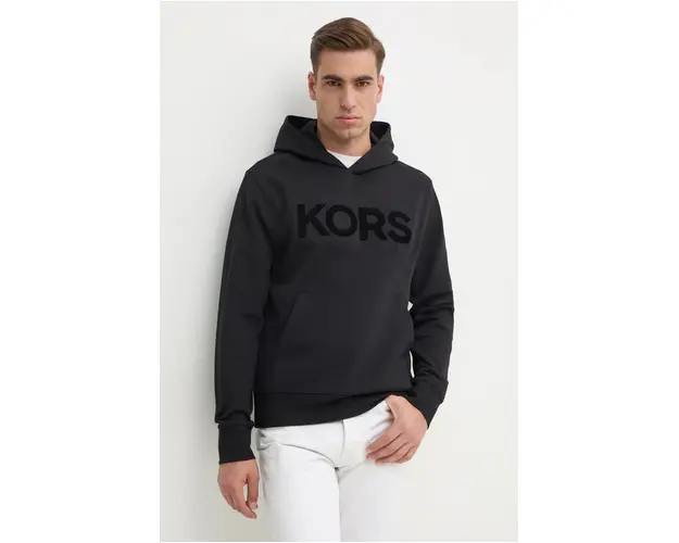 Michael Kors bluza barbati, culoarea negru, cu gluga, cu imprimeu, CF452D05MF