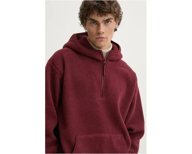 Levi's hanorac fleece culoarea rosu, cu gluga, neted, A8611