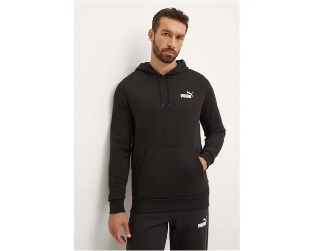 Puma bluza barbati, culoarea negru, cu gluga, neted, 586690