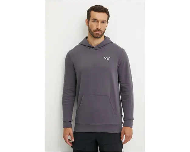 Puma hanorac de bumbac BETTER ESSENTIALS barbati, culoarea gri, cu gluga, neted, 676814
