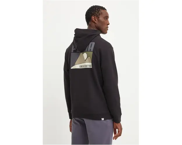 Puma bluza barbati, culoarea negru, cu gluga, cu imprimeu, 681759