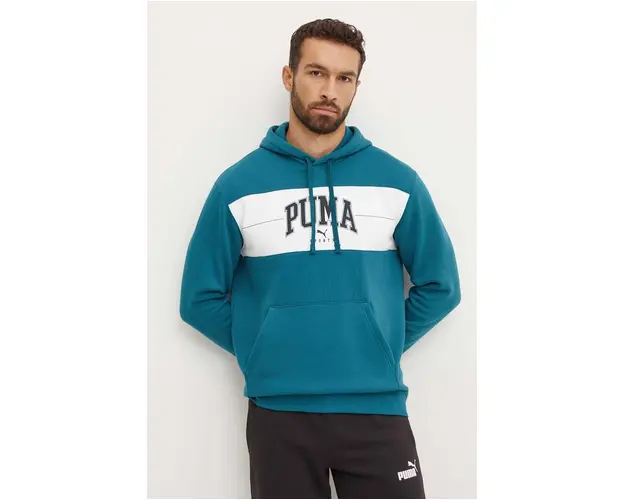 Puma bluza barbati, culoarea turcoaz, cu gluga, modelator, 681796