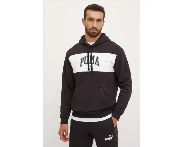 Puma bluza barbati, culoarea negru, cu gluga, modelator, 681796