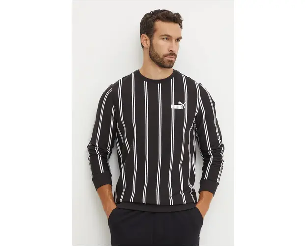 Puma hanorac de bumbac barbati, culoarea negru, modelator, 681864