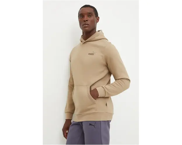 Puma bluza barbati, culoarea bej, cu gluga, neted, 681889