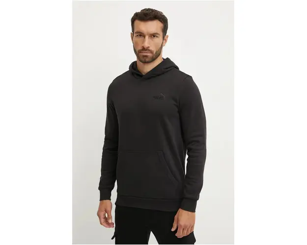 Puma bluza barbati, culoarea negru, cu gluga, neted, 681889