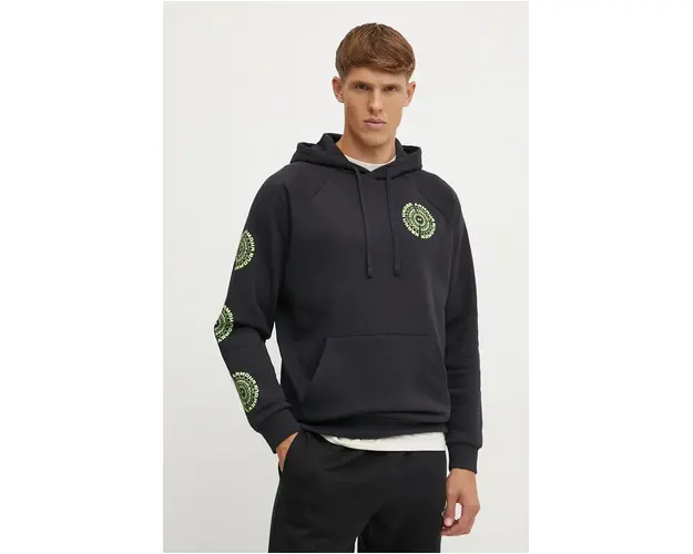 Under Armour bluza Rival Fleece HBR Logo barbati, culoarea negru, cu gluga, cu imprimeu, 1386593