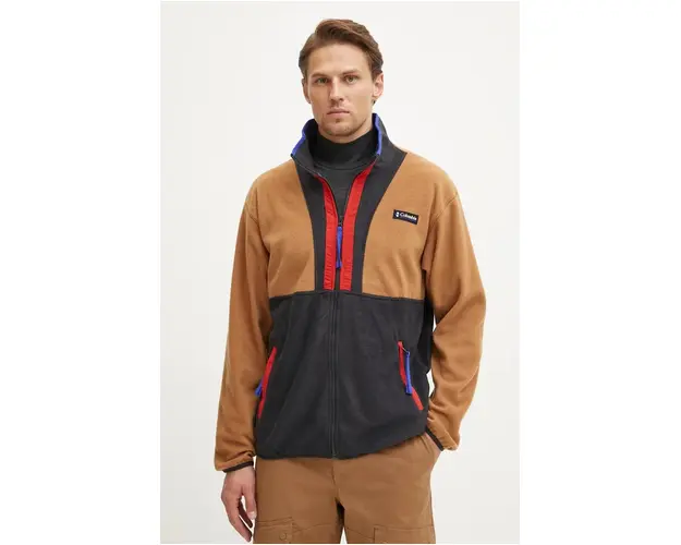 Columbia hanorac fleece Backbowl II Full Zip Fleece culoarea maro, modelator, 2090851