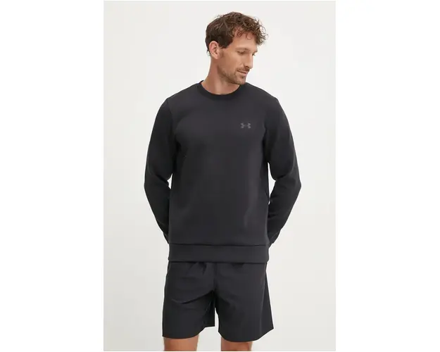 Under Armour bluza Unstoppable Fleece Crew barbati, culoarea negru, cu imprimeu, 1389351
