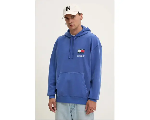 Tommy Jeans hanorac de bumbac barbati, cu gluga, cu imprimeu, DM0DM20500