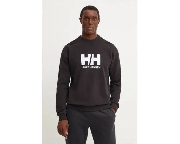 Helly Hansen hanorac de bumbac HH LOGO barbati, culoarea negru, cu imprimeu, 30395