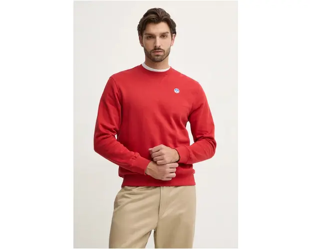 North Sails hanorac de bumbac barbati, culoarea rosu, neted, 691255