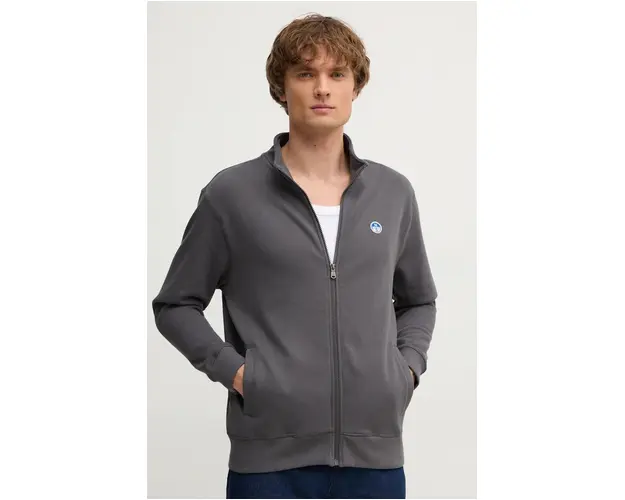 North Sails hanorac de bumbac barbati, culoarea gri, cu imprimeu, 691256