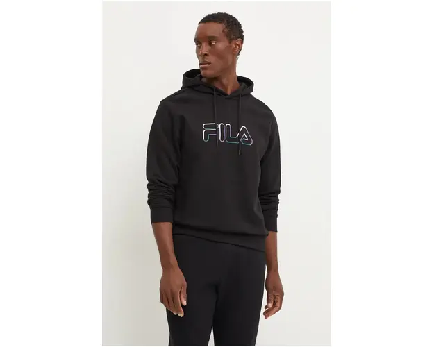 Fila bluza Lauben barbati, culoarea negru, cu gluga, cu imprimeu, FAM0787